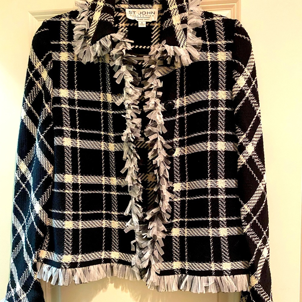 St John Collection Fringe button down cardigan.